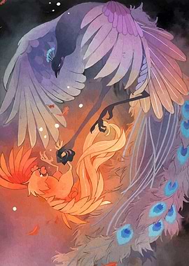 Phoenix and Peacock Digital Art