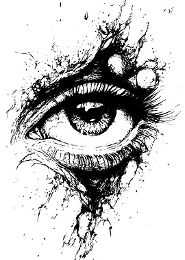 Detailed Eye Drawing in Black and White