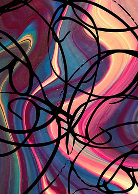 Abstract Swirls with Black Lines