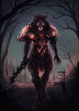 Armored Wolf Warrior in Dark Forest