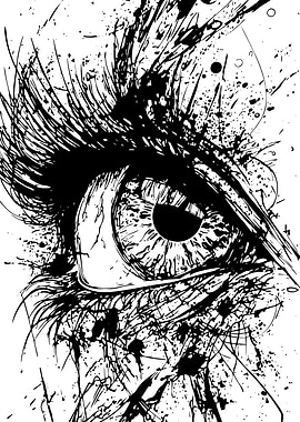 Abstract Eye Ink Splatter Art