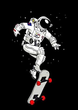Astronaut Skateboarder in Space