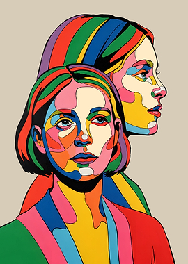 Colorful Portrait of Two Women