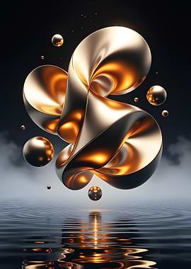 Abstract Golden Shape on Water