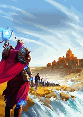 Fantasy Warrior Leading an Army