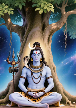 Lord Shiva Meditation Under Tree