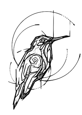 Geometric Bird Line Art