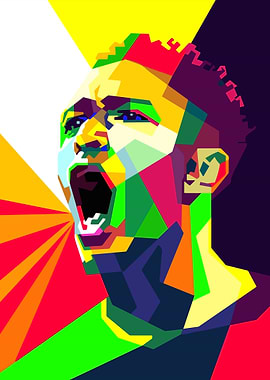 Colorful Portrait of a Shouting Man