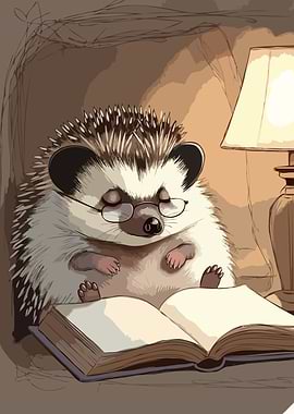 Hedgehog Reading Book with Glasses v3