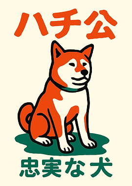 Hachiko Dog Japanese Art