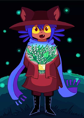 Niko holding flowers in a field