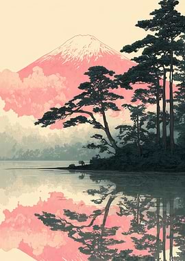 Mount Fuji Landscape Reflection