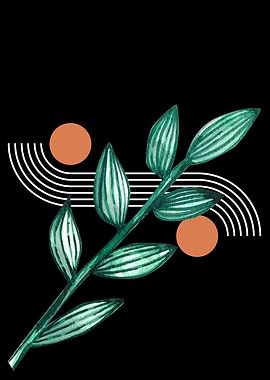 Botanical Abstract Art on Black