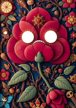 Floral Fantasy with Cartoon Elements