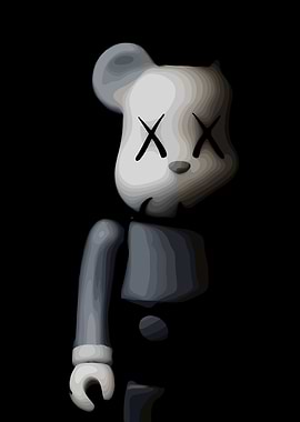 Monochrome Bear with X Eyes
