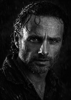 Rick Grimes in the Rain
