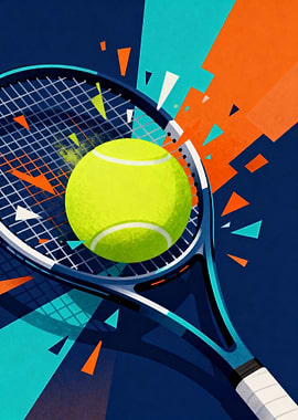 Tennis Racket and Ball Graphic