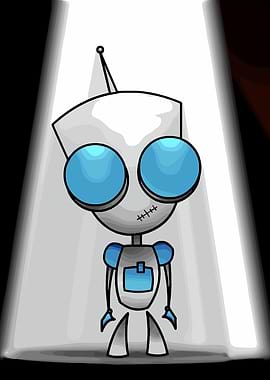Cartoon Robot Character in Spotlight