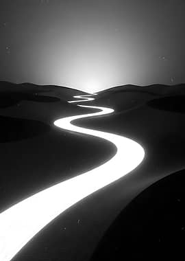 Glowing River Through Desert Landscape