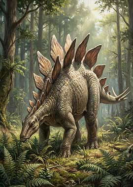 Stegosaurus in Lush Forest