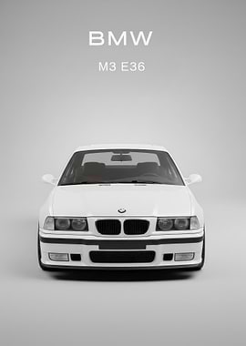 White BMW M3 E36 Front poster