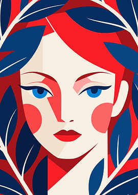 Abstract Portrait with Floral Frame