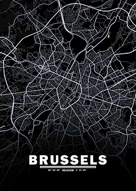 Brussels City Map - Minimalist Design