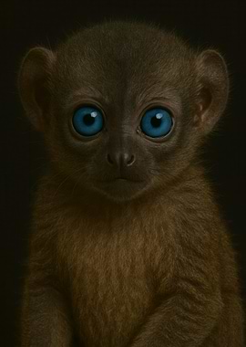 Cute Blue-Eyed Lemur Portrait