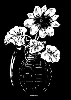 Grenade Vase with Flowers
