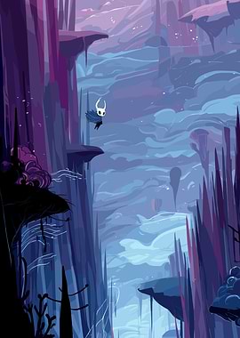 Hollow Knight in Blue Landscape