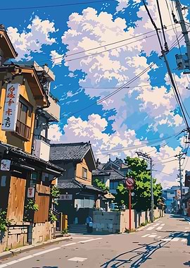Japanese Street Scene Anime Style