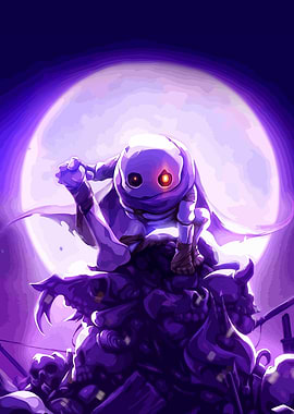 Purple Character on Monster Under Moonlight