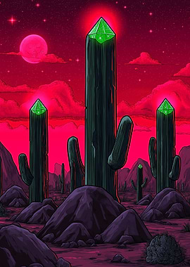 Cactus Crystals in a Red Desert