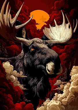 Majestic Moose in Dramatic Landscape