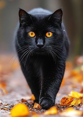 Black Cat with Golden Eyes