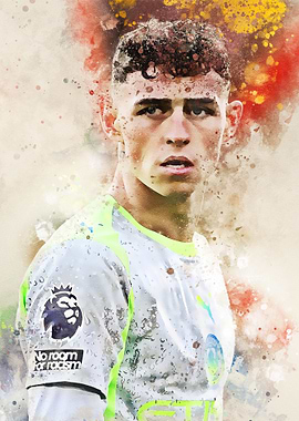Phil Foden Watercolor Portrait