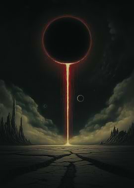 Dark Fantasy Landscape with Red Circle