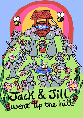 Jack and Jill Mouse Illustration Cartoon Style Hand Drawn