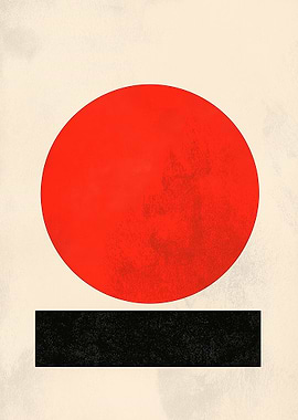 Abstract Red Circle and Black Rectangle