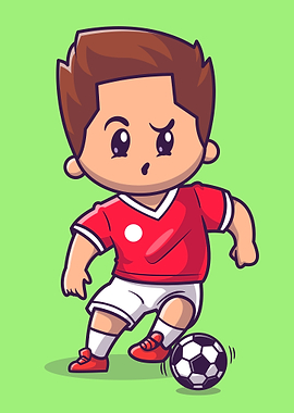 Cartoon Soccer Player with Ball