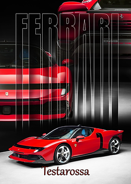 Red Ferrari Testarossa Car Poster