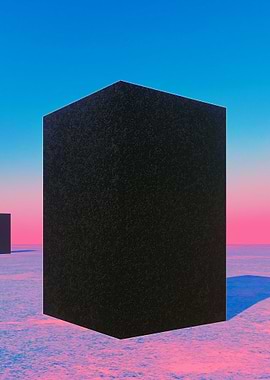 Black Cubes in a Vaporwave Landscape