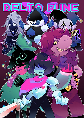 Deltarune characters group illustration