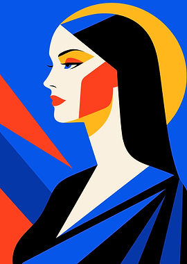 Abstract Woman Portrait in Bold Colors