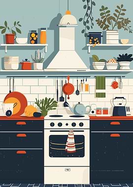 Cozy Kitchen Interior Illustration