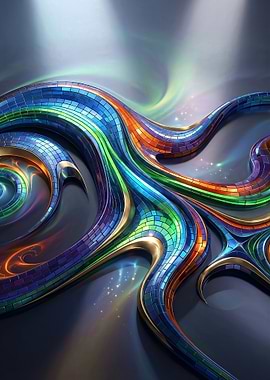 Abstract Colorful Mosaic Waves