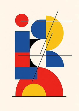 Geometric Abstract Art with Primary Colors