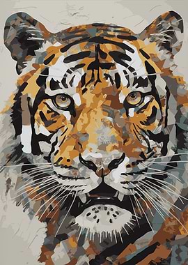 Abstract Geometric Tiger Portrait