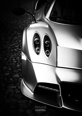 Pagani Huayra Black and White Poster