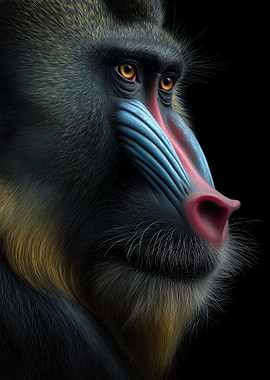 Detailed Mandrill Portrait